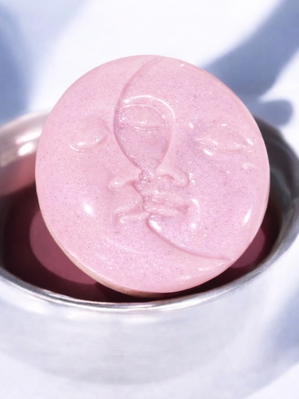 Vanilla rum soap Moon Face shimmer 5oz 3x3in shea butter coconut oil based